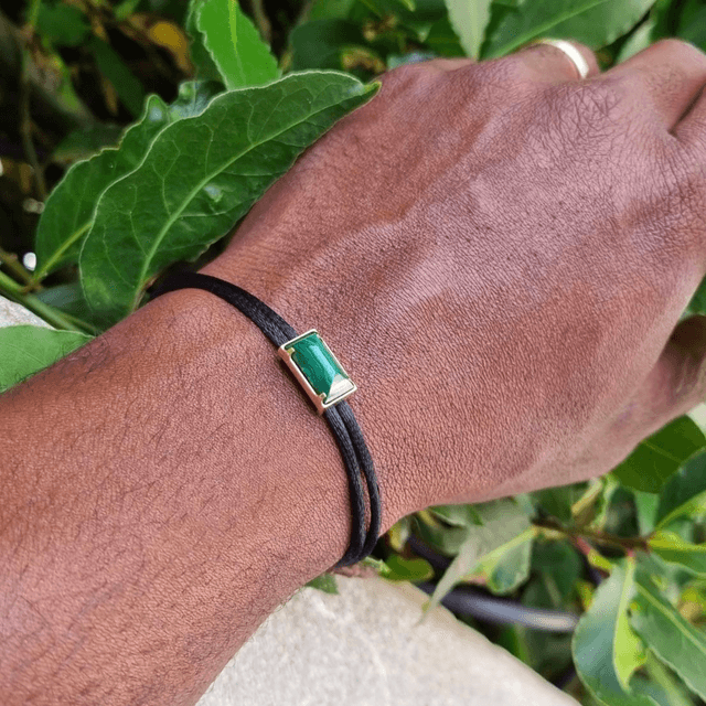 Bracelet cordon pain de sucre malachite - MOÏ 