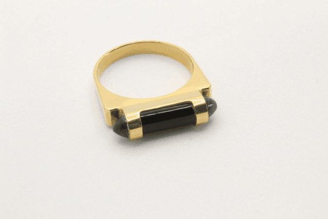 Bague malachite/onyx - OLY 